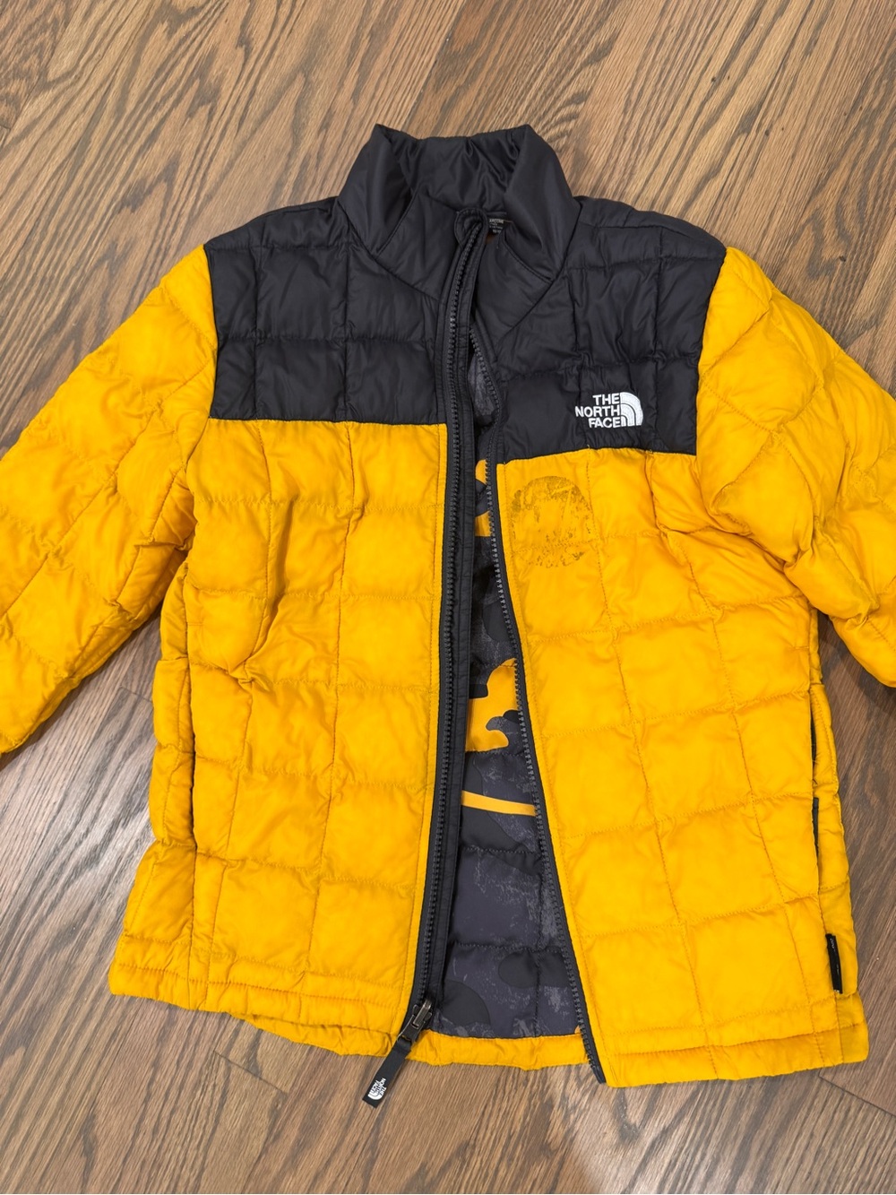 The North Face Yellow and Black Kids Puffer Jacket